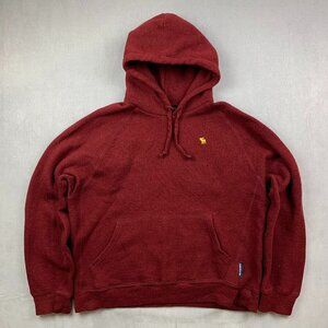 Abercrombie & Fitch Mens Sweater Medium Red Hoodie Long Sleeve Wool Blend Knit